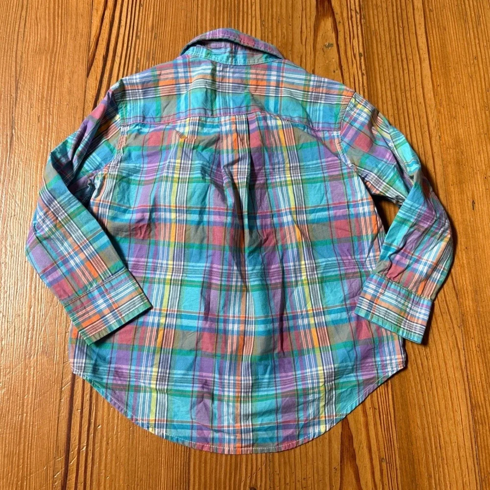 Ralph Lauren Button Down Shirt Kids Multi Color Plaid Preppy SIZE 2T